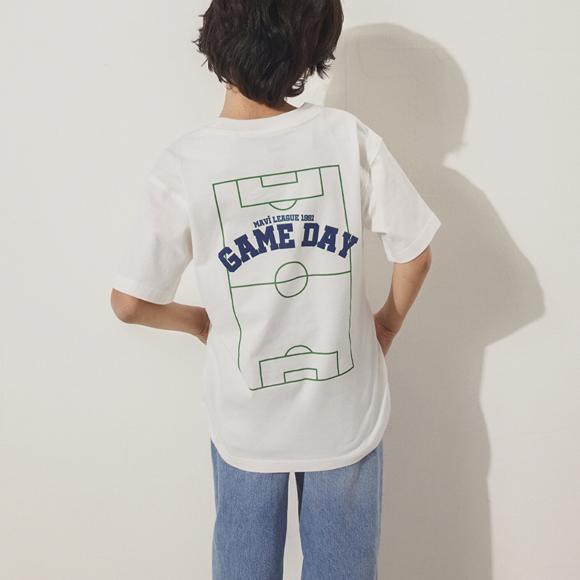 Mavi Mavi Baskılı Ekru Tişört Loose Fit / Bol Rahat Kesim 6610323-70057