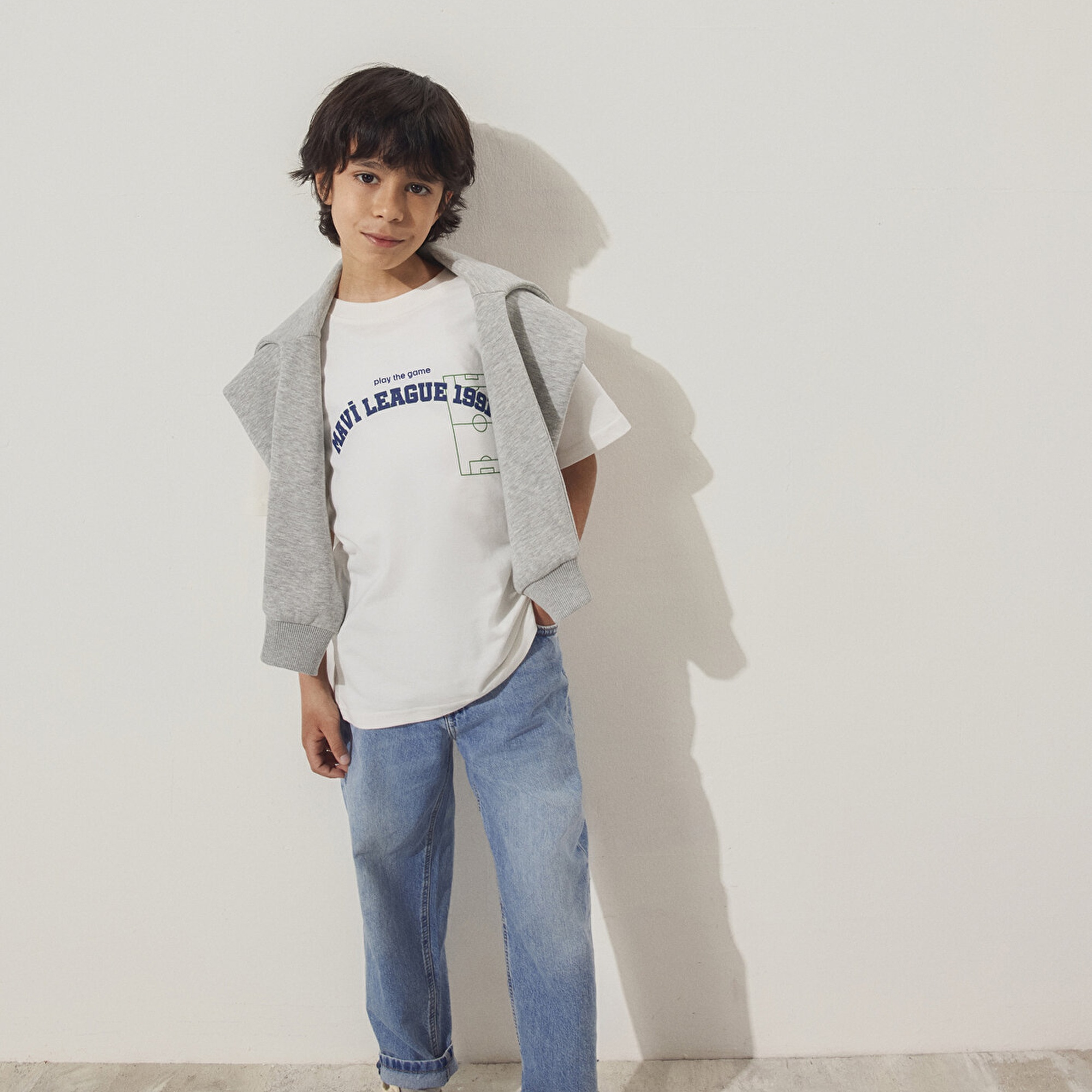 Mavi Mavi Baskılı Ekru Tişört Loose Fit / Bol Rahat Kesim 6610323-70057