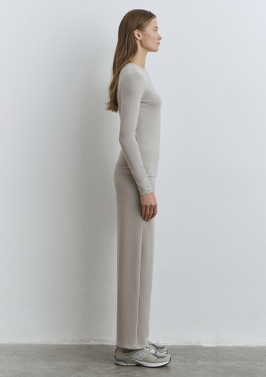  Mavi Sporty Lux Gri Lyosel Tişört Fitted / Vücuda Oturan Kesim 1613032-70112