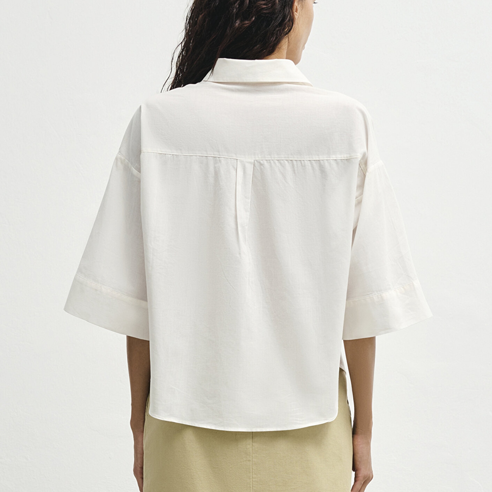 Mavi Ekru Gömlek Loose Fit / Bol Rahat Kesim 1211265-70057