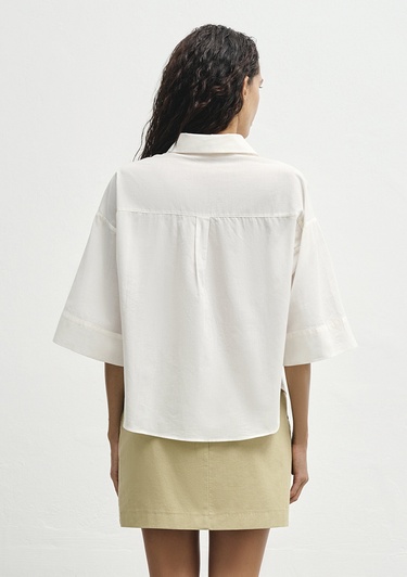  Mavi Ekru Gömlek Loose Fit / Bol Rahat Kesim 1211265-70057