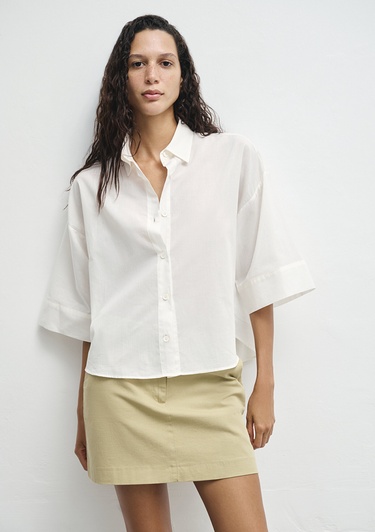  Mavi Ekru Gömlek Loose Fit / Bol Rahat Kesim 1211265-70057