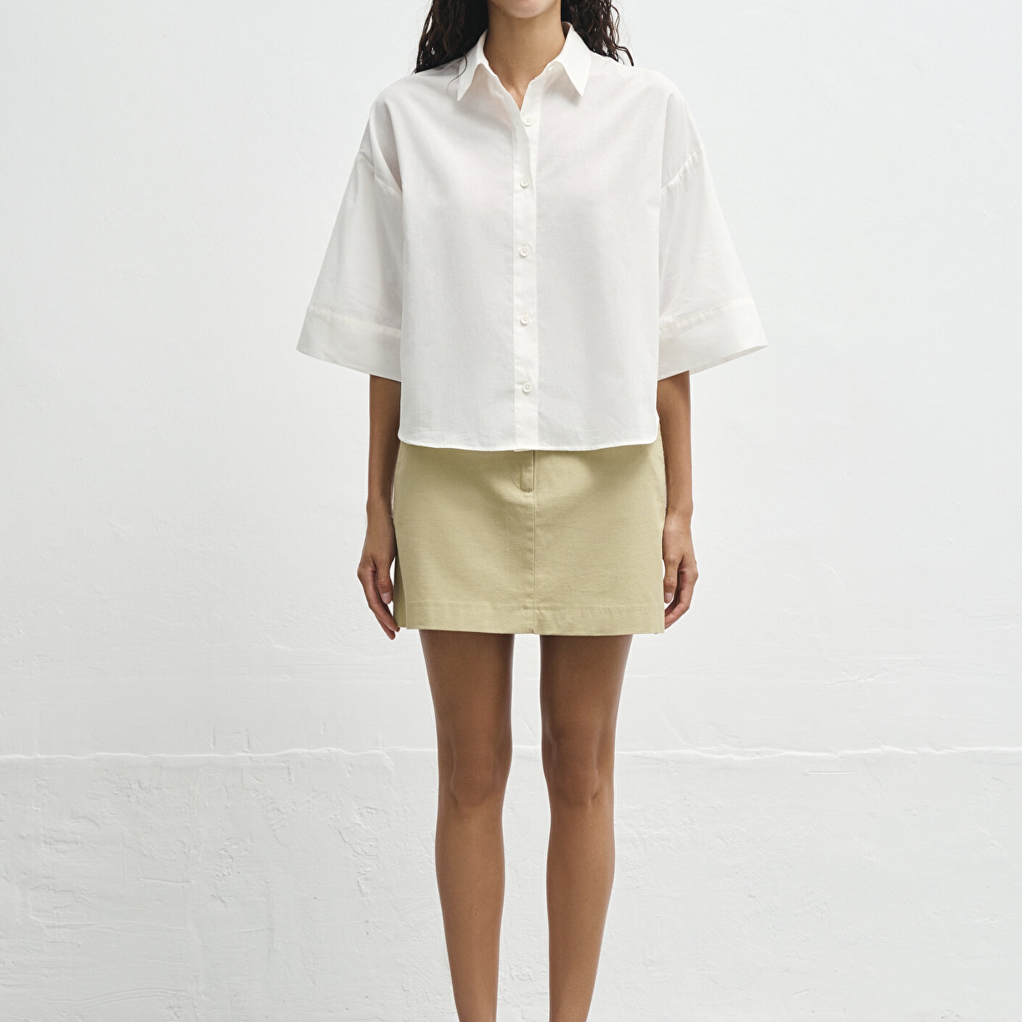 Mavi Ekru Gömlek Loose Fit / Bol Rahat Kesim 1211265-70057