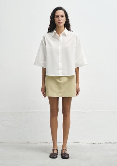  Mavi Ekru Gömlek Loose Fit / Bol Rahat Kesim 1211265-70057