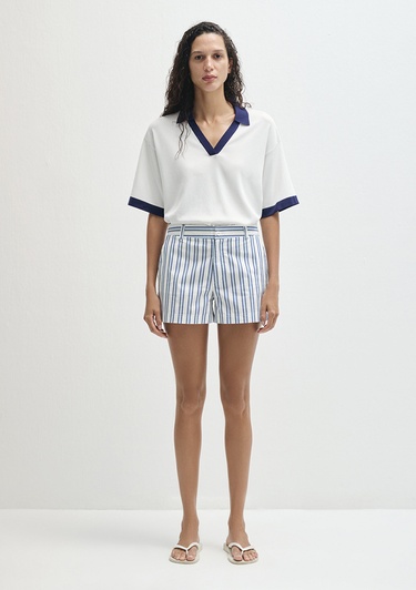  Mavi Çizgili Mavi Şort 1410220-83972