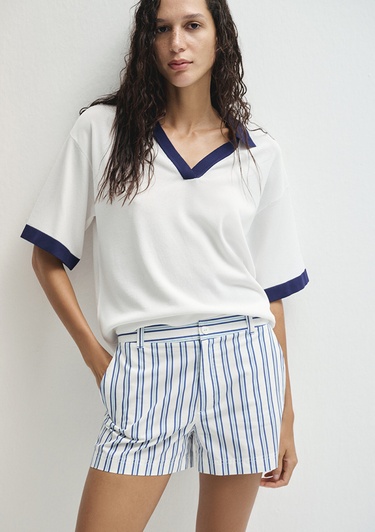  Mavi Çizgili Mavi Şort 1410220-83972