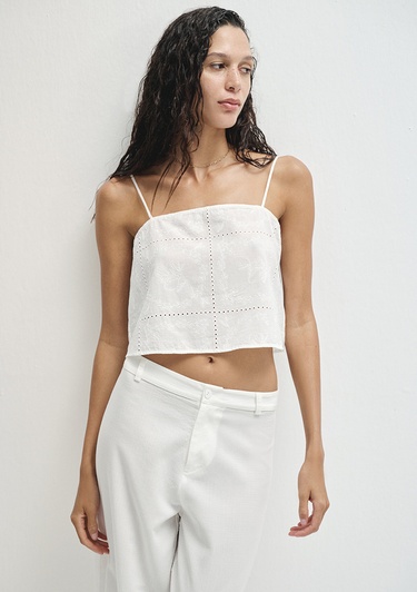  Mavi Fisto İşlemeli Ekru Bluz 1211218-70057