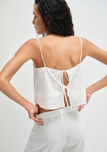  Mavi Fisto İşlemeli Ekru Bluz 1211218-70057