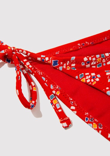  Mavi Balık Desenli Kırmızı Bikini Altı 1913628-10076