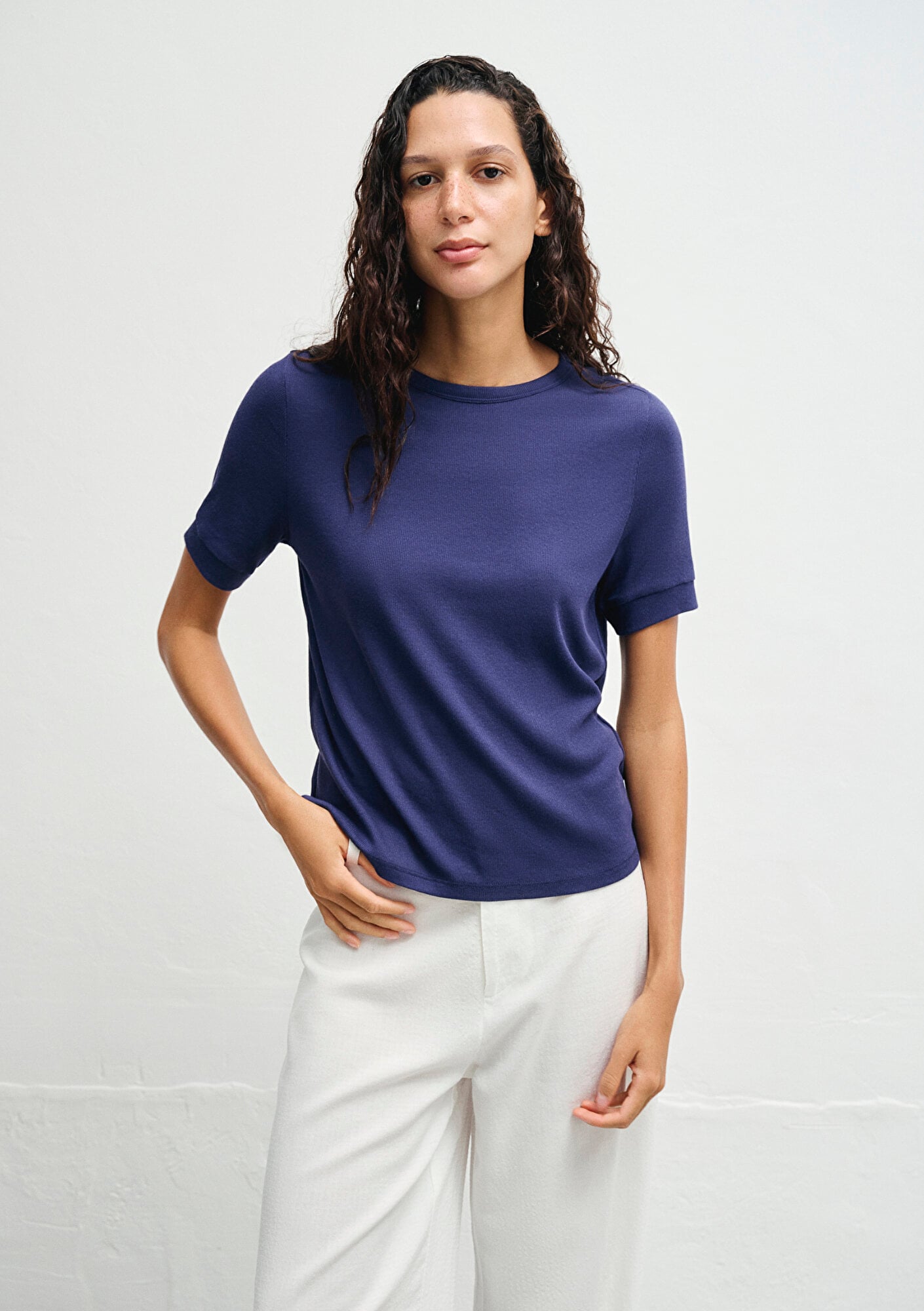  Mavi Lacivert Tişört Semi Slim Fit / Yarı Dar Kesim 1613431-70495