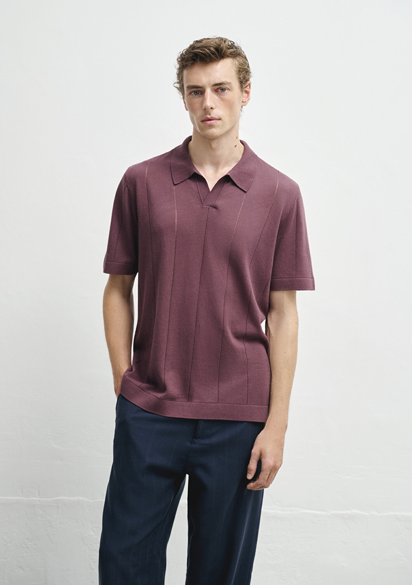  Mavi Kahverengi Triko Polo Regular Fit / Normal Kesim 0710369-70260