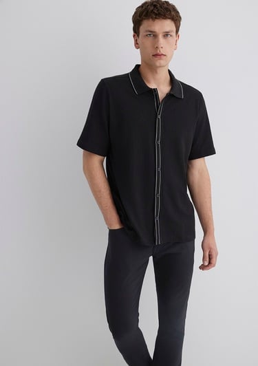  Mavi Siyah Gömlek Regular Fit / Normal Kesim 0211621-900