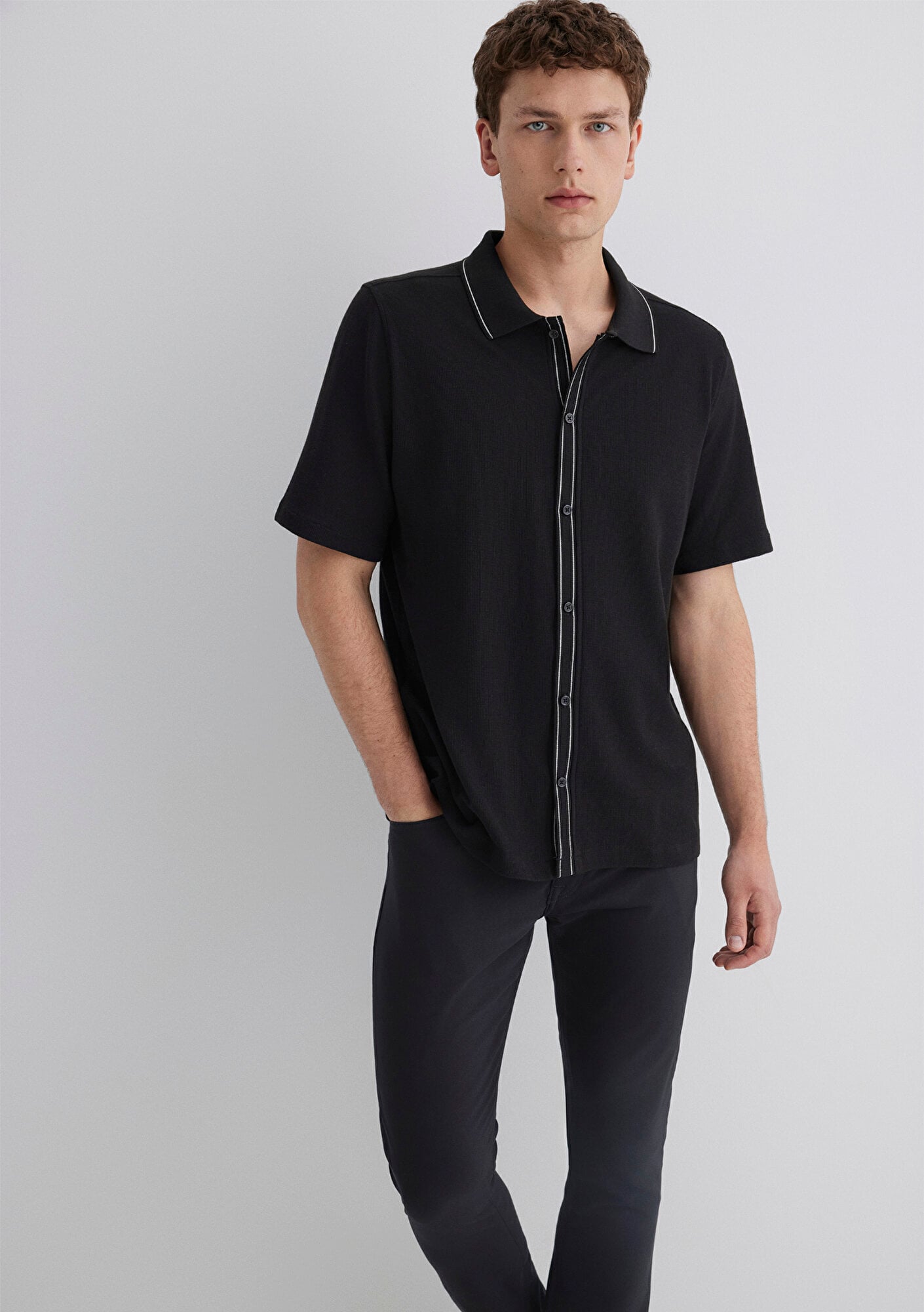  Mavi Siyah Gömlek Regular Fit / Normal Kesim 0211621-900