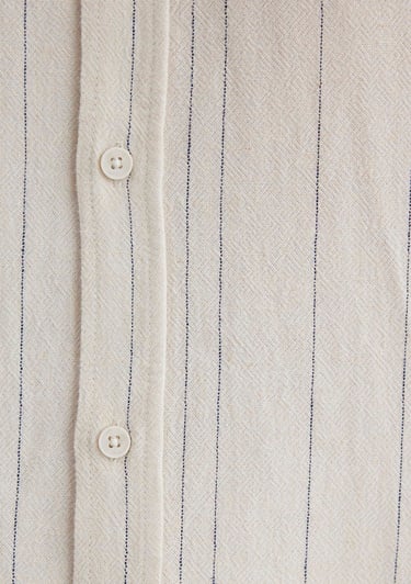  Mavi Keten Karışımlı Çizgili Bej Gömlek Regular Fit / Normal Kesim 0211617-83884