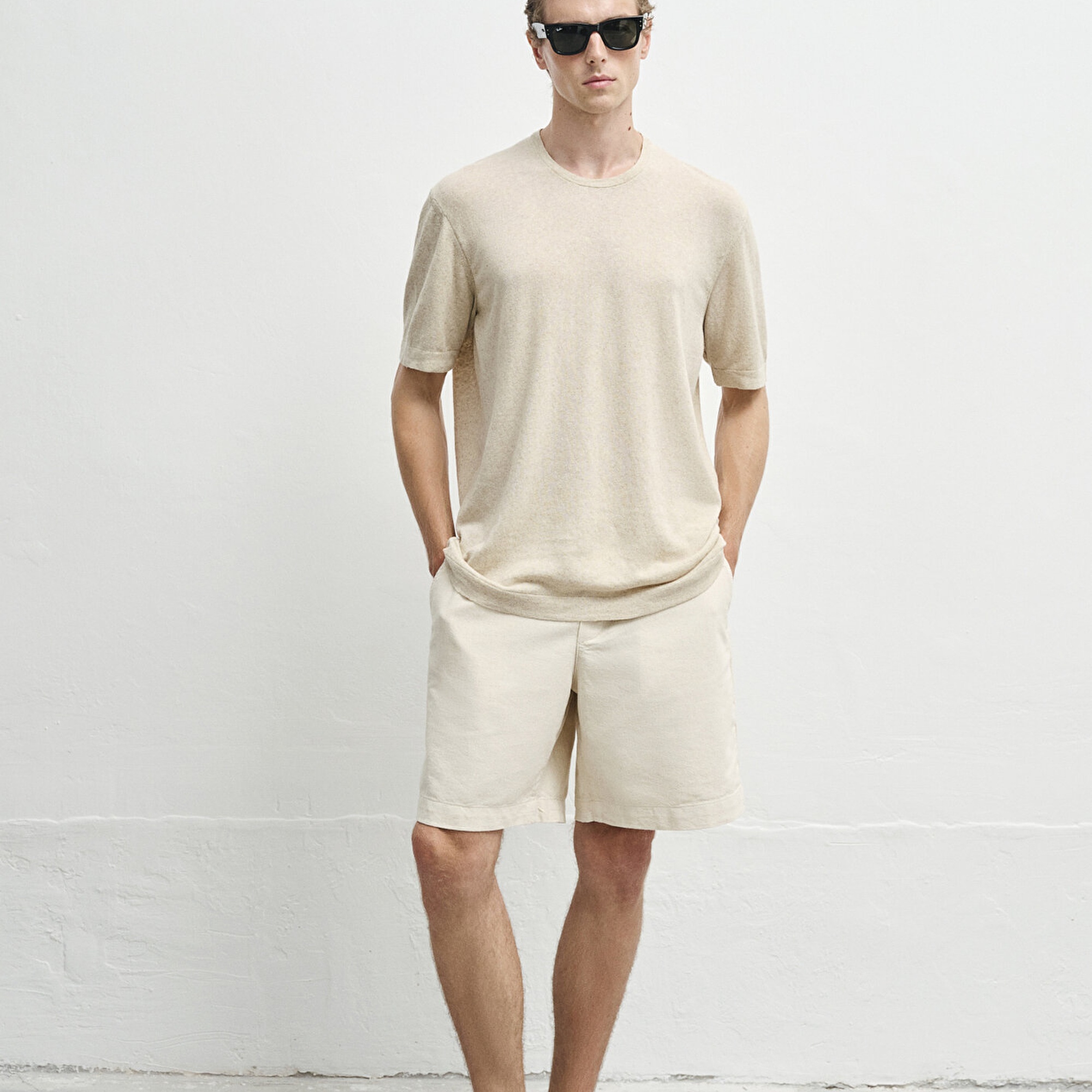 Mavi Kısa Kollu Bej Triko Loose Fit / Bol Rahat Kesim 0710368-70020