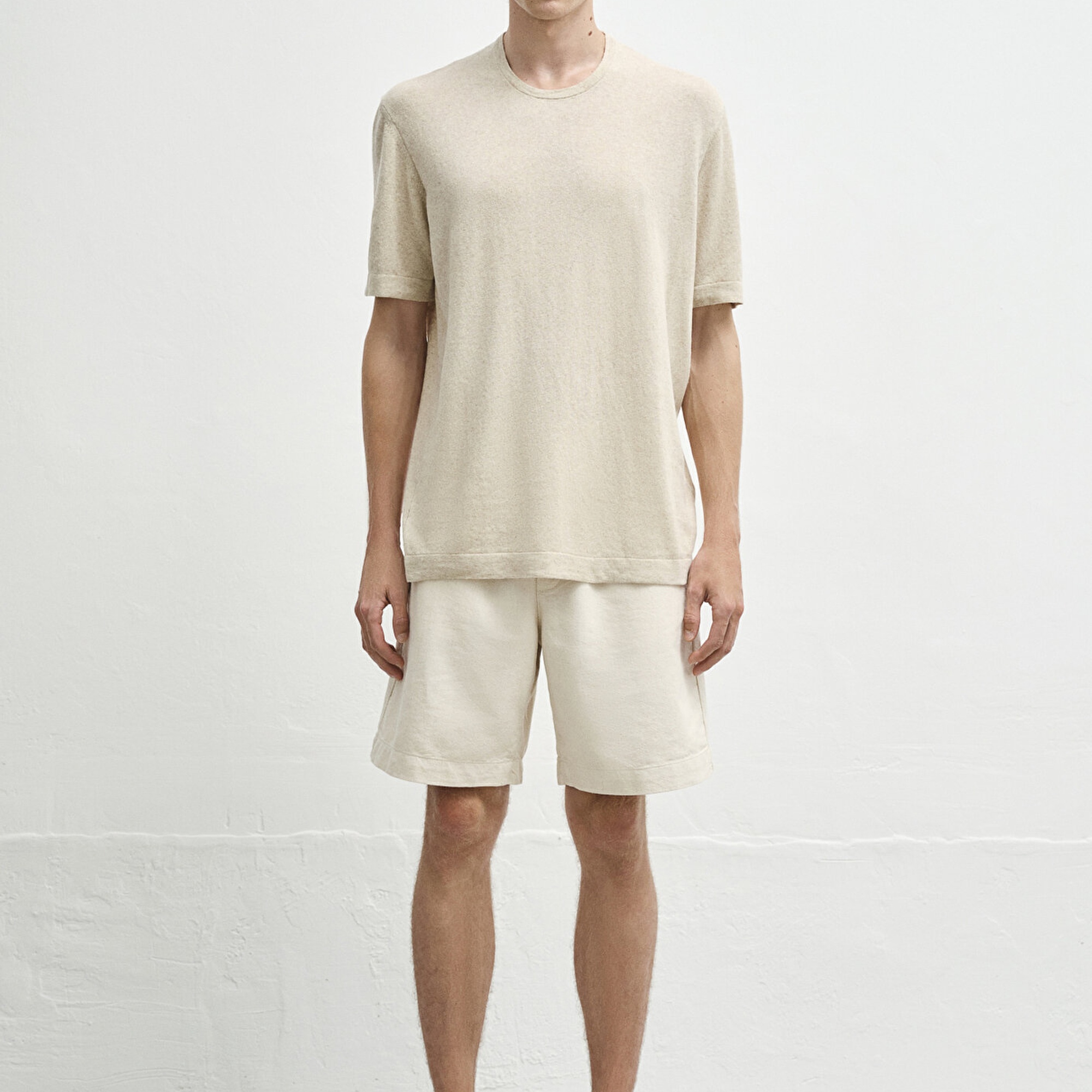 Mavi Kısa Kollu Bej Triko Loose Fit / Bol Rahat Kesim 0710368-70020