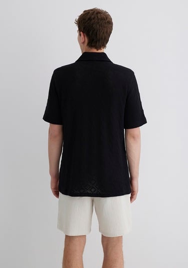  Mavi Siyah Gömlek Loose Fit / Bol Rahat Kesim 0211598-71379