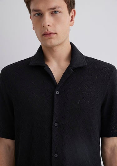  Mavi Siyah Gömlek Loose Fit / Bol Rahat Kesim 0211598-71379