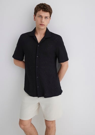  Mavi Siyah Gömlek Loose Fit / Bol Rahat Kesim 0211598-71379