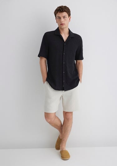  Mavi Siyah Gömlek Loose Fit / Bol Rahat Kesim 0211598-71379