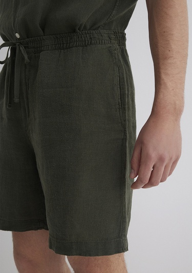  Mavi Antrasit Keten Şort 0410103-71587