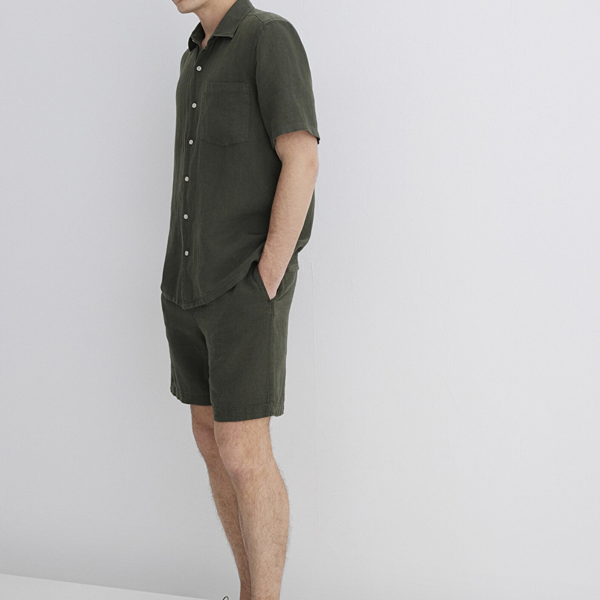 Mavi Antrasit Keten Şort 0410103-71587