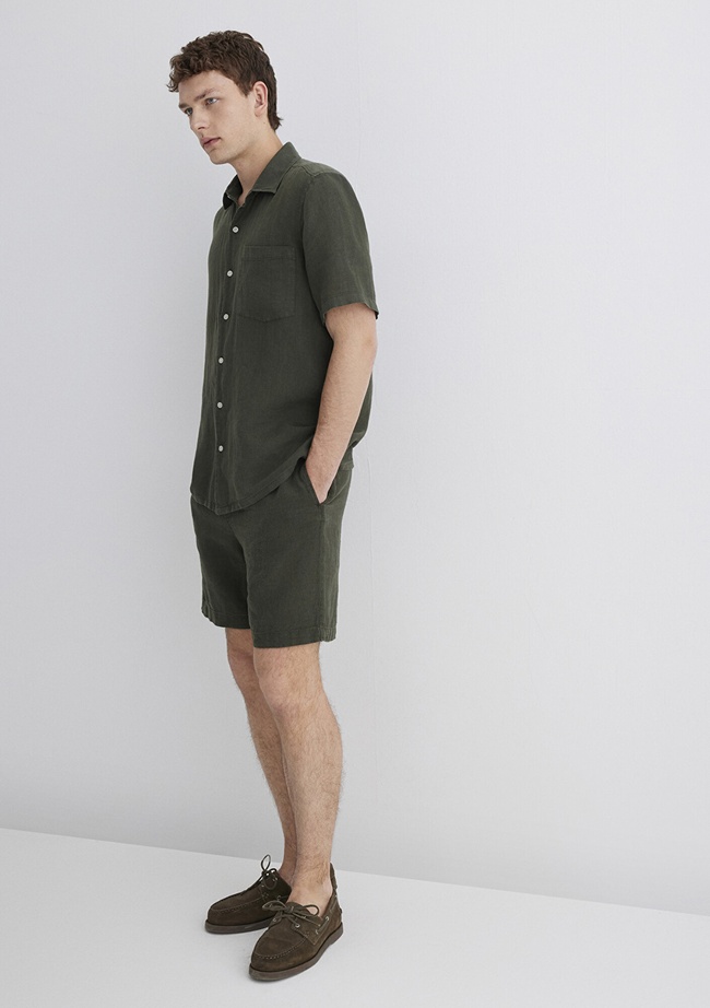  Mavi Antrasit Keten Şort 0410103-71587