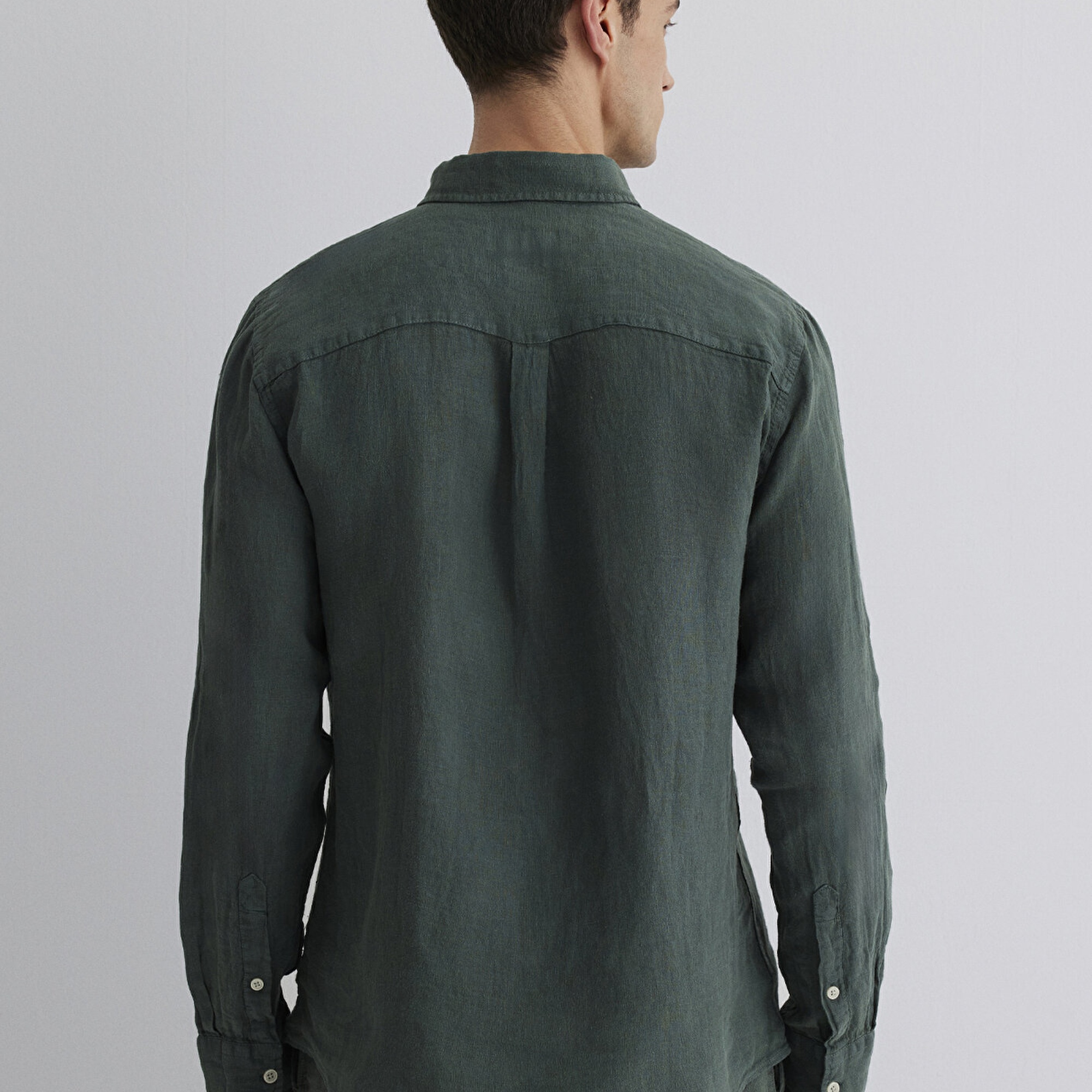 Mavi Yeşil Keten Gömlek Regular Fit / Normal Kesim 0211472-71598