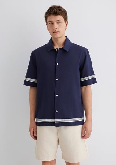 Mavi Çizgili Lacivert Gömlek Regular Fit / Normal Kesim 0211627-83884