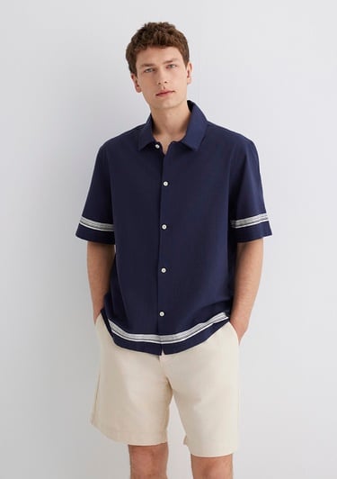  Mavi Çizgili Lacivert Gömlek Regular Fit / Normal Kesim 0211627-83884