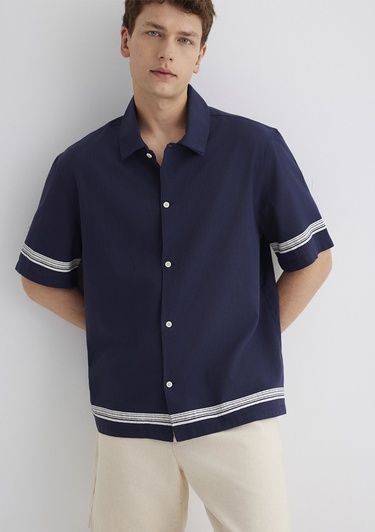  Mavi Çizgili Lacivert Gömlek Regular Fit / Normal Kesim 0211627-83884
