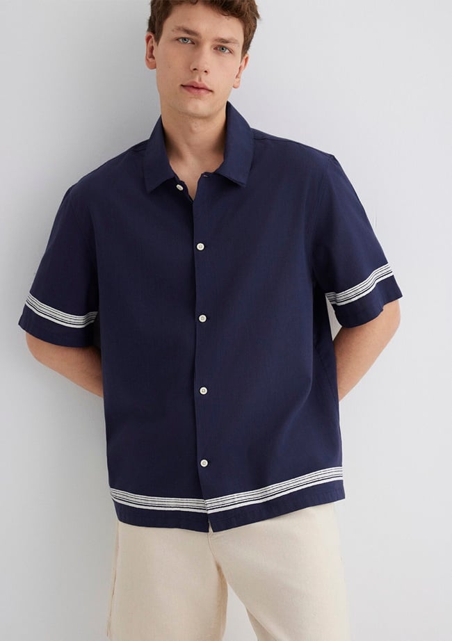  Mavi Çizgili Lacivert Gömlek Regular Fit / Normal Kesim 0211627-83884