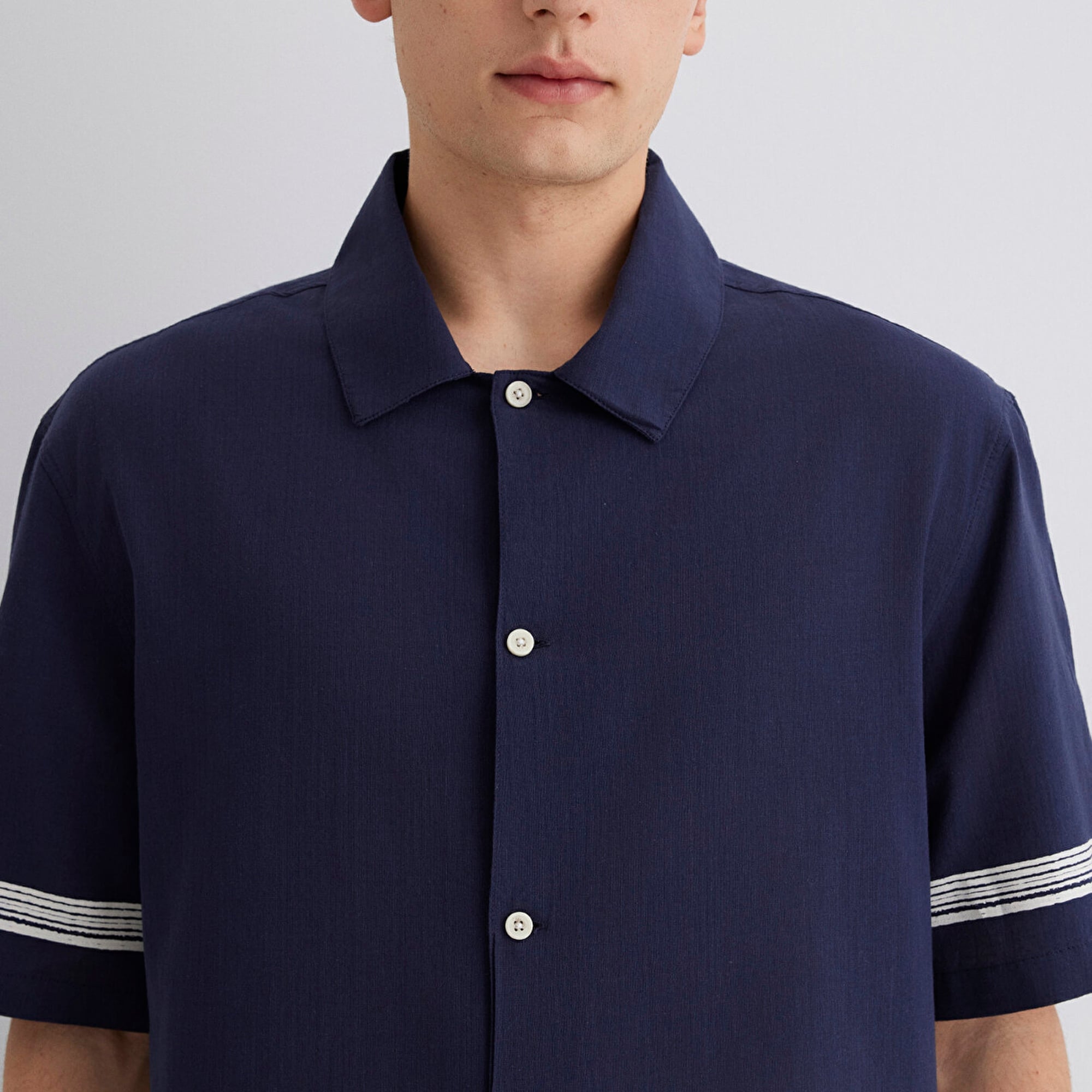 Mavi Çizgili Lacivert Gömlek Regular Fit / Normal Kesim 0211627-83884