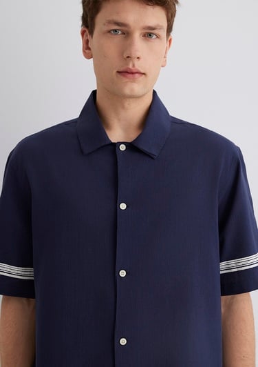  Mavi Çizgili Lacivert Gömlek Regular Fit / Normal Kesim 0211627-83884