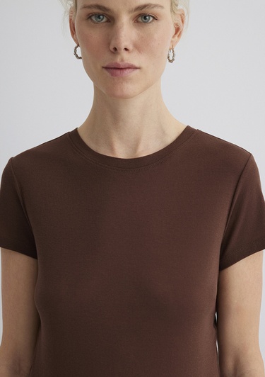  Mavi Kahverengi Tişört Slim Fit / Dar Kesim 1613573-82599