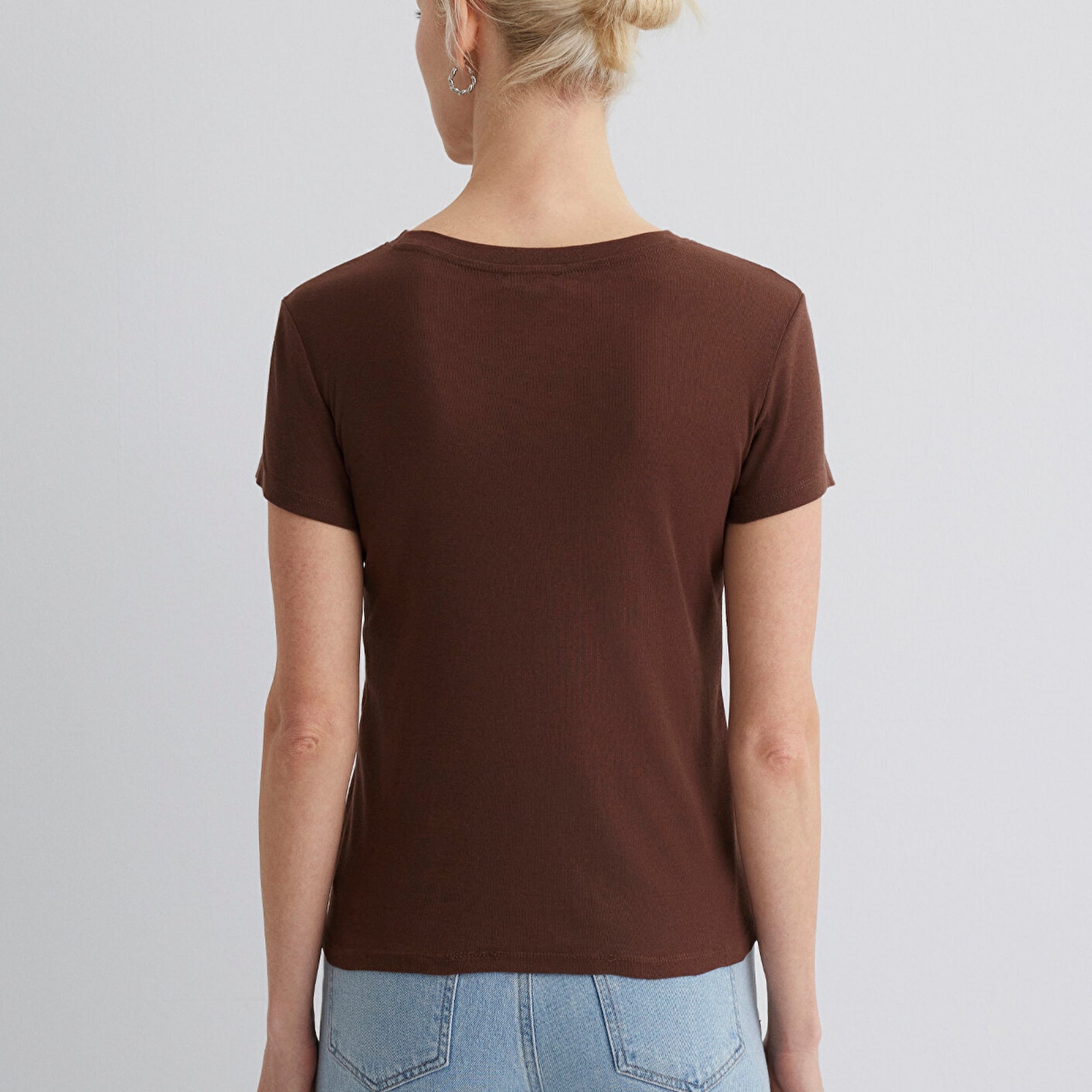 Mavi Kahverengi Tişört Slim Fit / Dar Kesim 1613573-82599