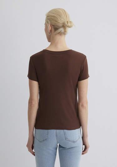  Mavi Kahverengi Tişört Slim Fit / Dar Kesim 1613573-82599