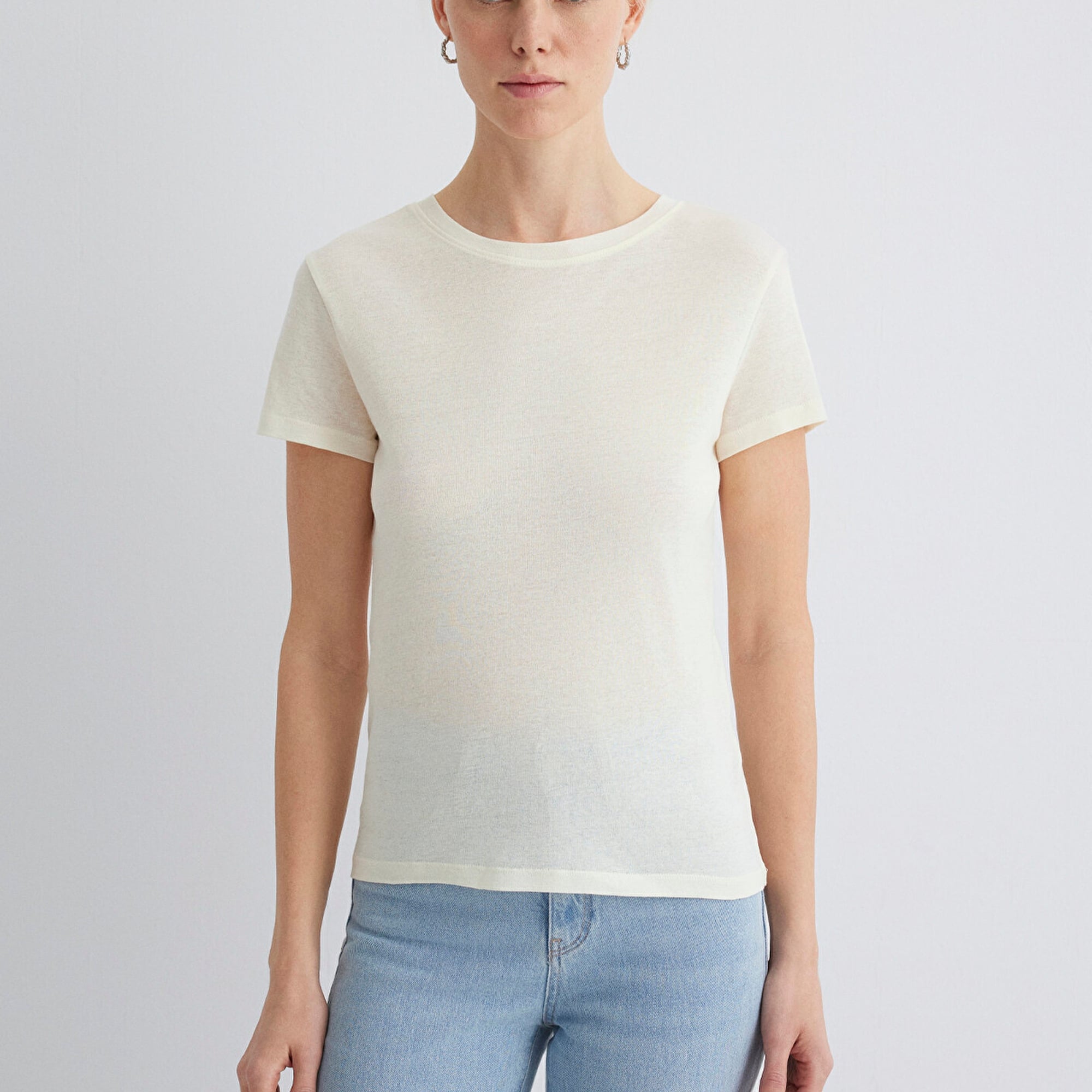 Mavi Ekru Tişört Slim Fit / Dar Kesim 1613573-80194