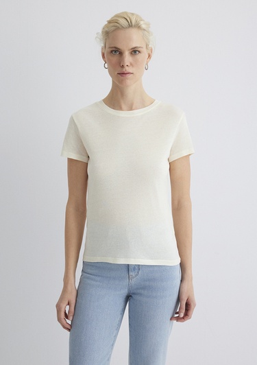  Mavi Ekru Tişört Slim Fit / Dar Kesim 1613573-80194