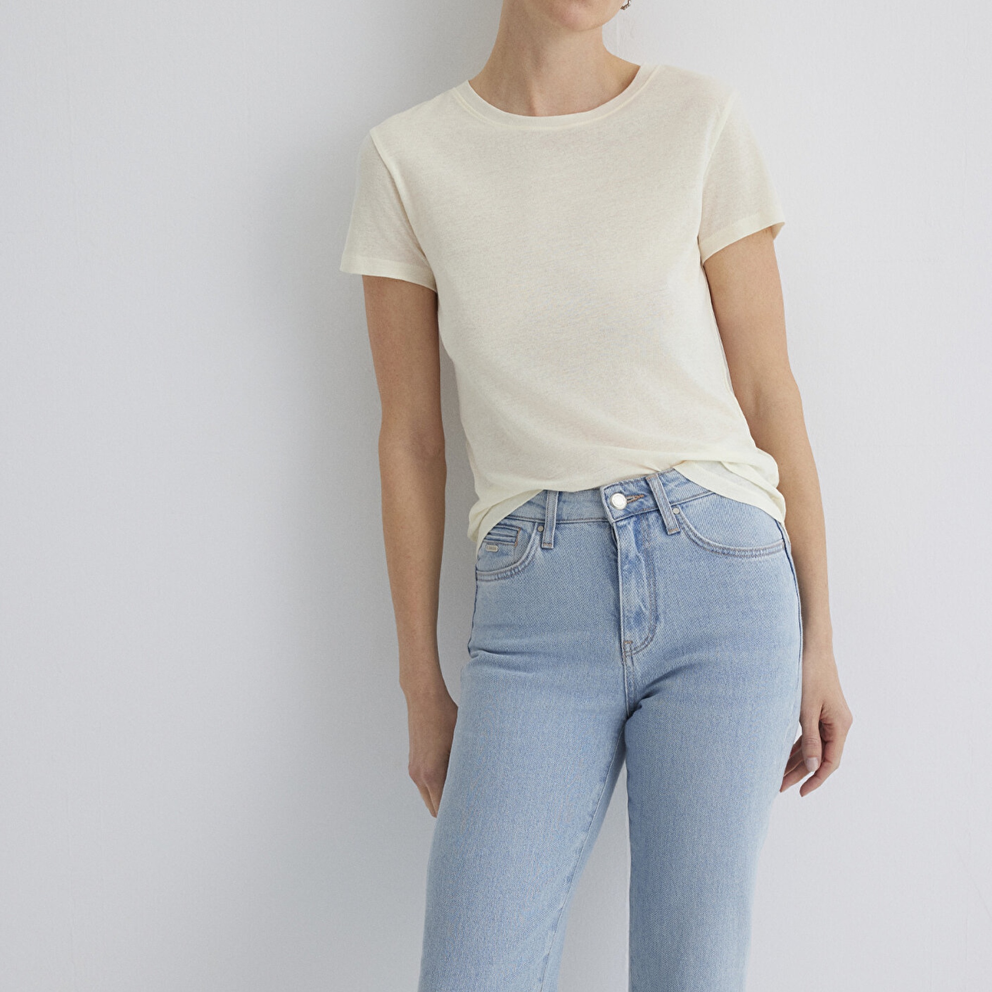 Mavi Ekru Tişört Slim Fit / Dar Kesim 1613573-80194