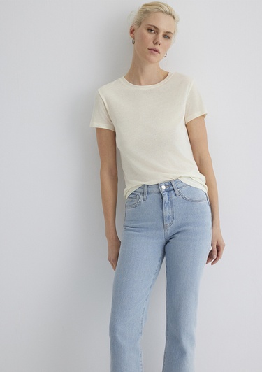  Mavi Ekru Tişört Slim Fit / Dar Kesim 1613573-80194