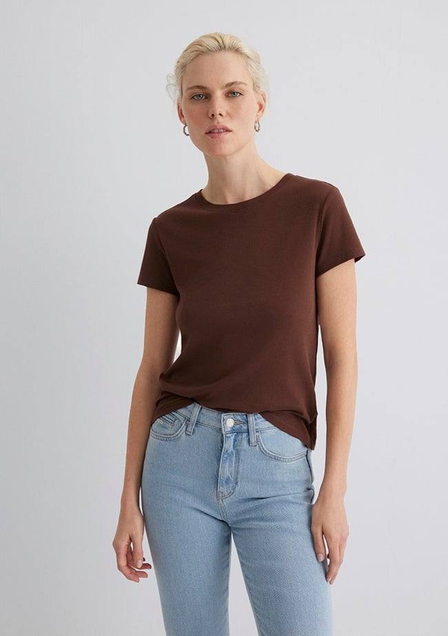  Mavi Kahverengi Tişört Slim Fit / Dar Kesim 1613573-82599