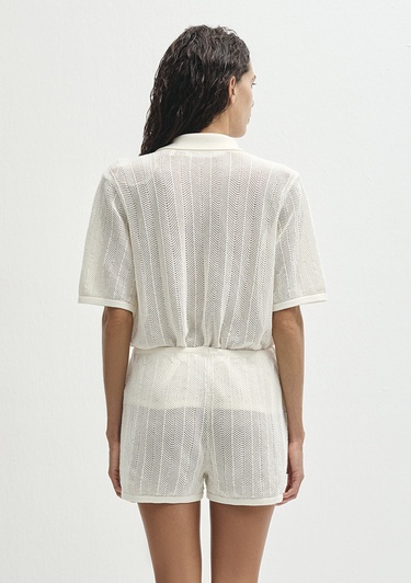  Mavi Dokulu Ekru Şort 1410223-70057