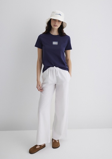  Mavi Nazar Boncuğu Baskılı Lacivert Tişört Regular Fit / Normal Kesim 1613442-70495