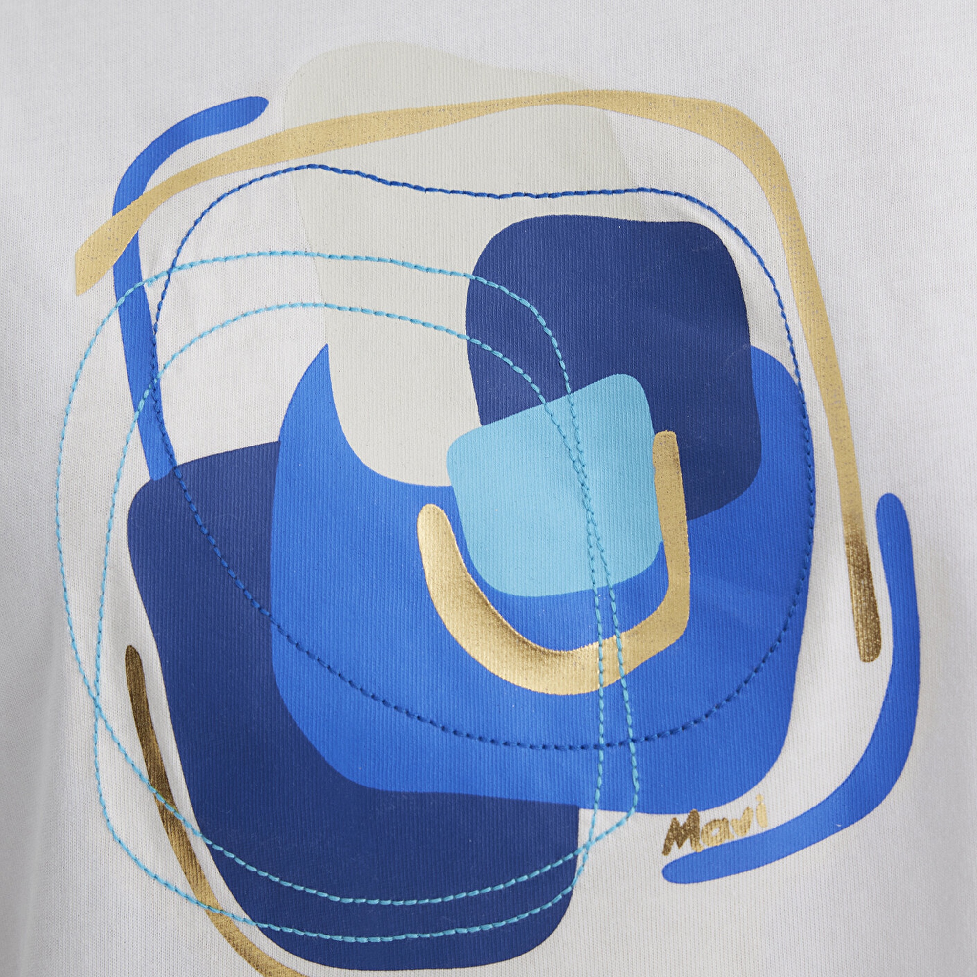 Mavi Nazar Boncuğu Baskılı Beyaz Tişört  1613446-70057