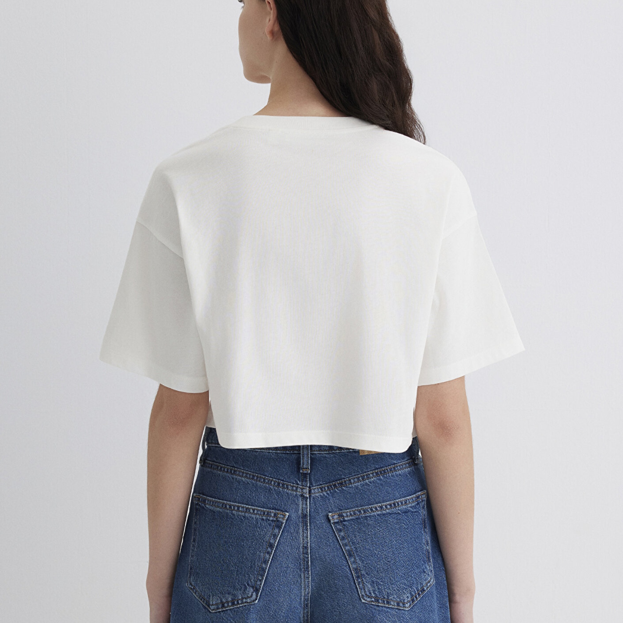 Mavi Nazar Boncuğu Baskılı Beyaz Tişört  1613446-70057