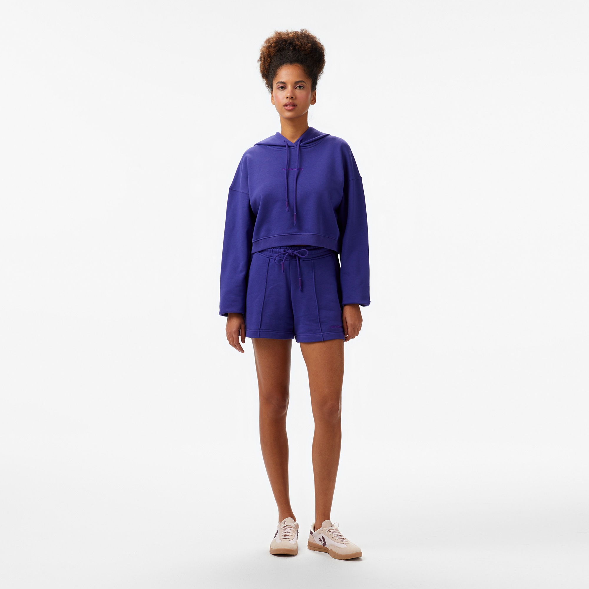 Les Benjamins Kadın Mor Crop Hoodie