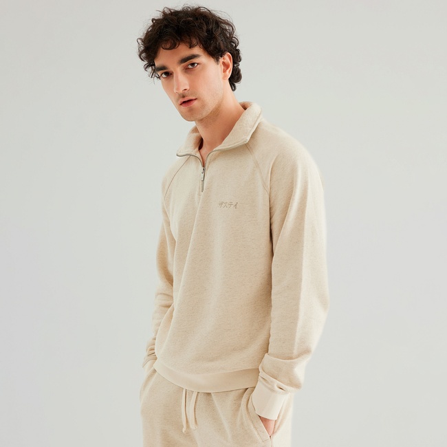  The Stay Line Yuki 1/4 Zip Erkek Bej Sweatshirt