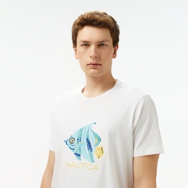  Nautica Erkek Beyaz Regular Fit T-Shirt