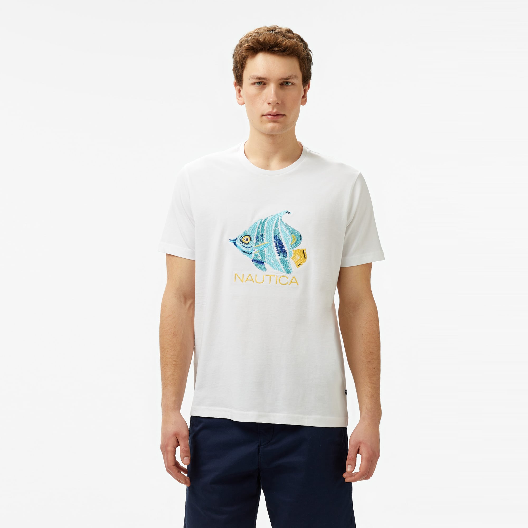  Nautica Erkek Beyaz Regular Fit T-Shirt